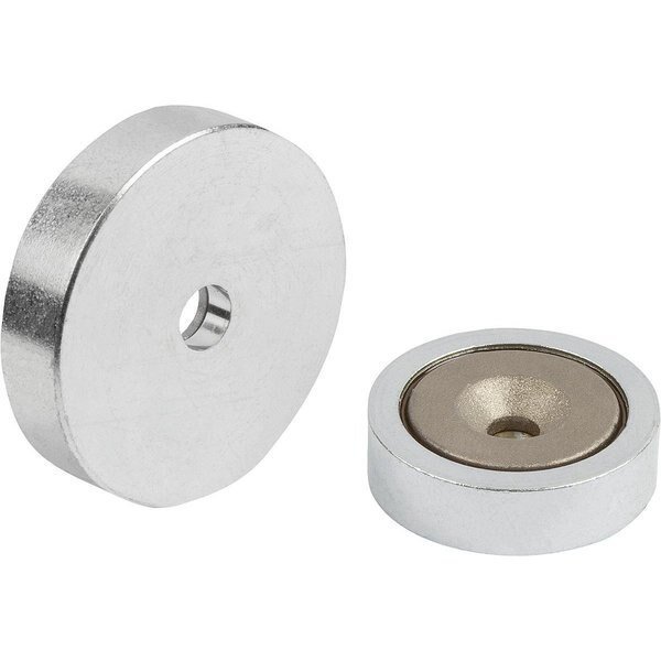 Magnet Shallow Pot Magnet H=8 Smco, Round, Comp:Steel, D1=5, 5, D=40 ±0, 2, Kipp, Mfr#: K1401.40